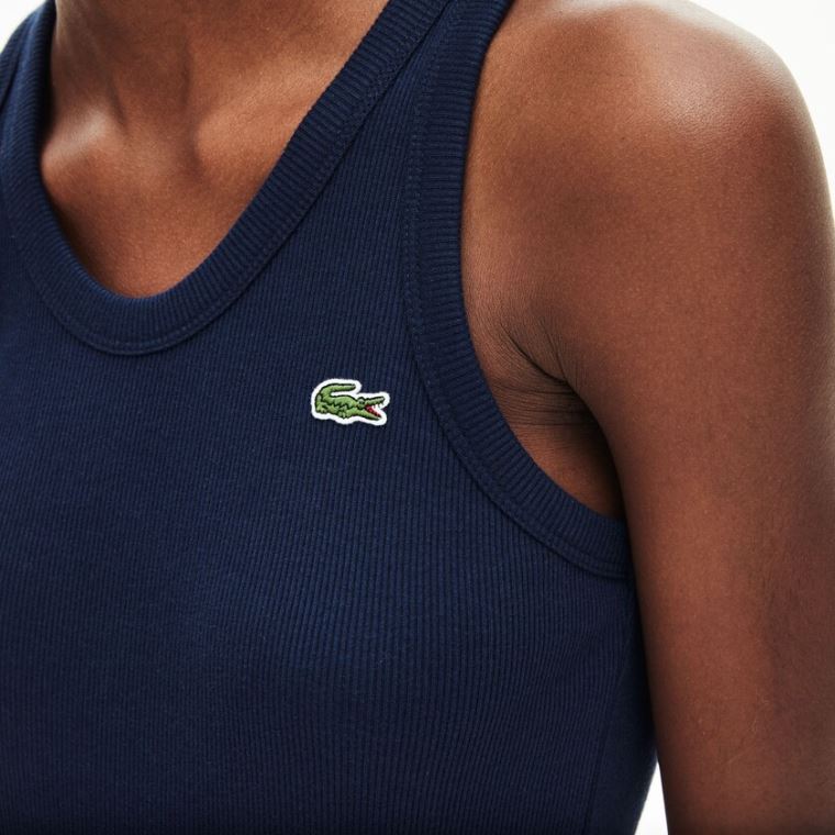 Lacoste Uden Ærmer Scoopneck Top Mørkeblå Blå | Sjw8YkQb