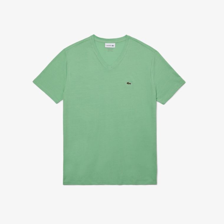 Lacoste V-neck Pima Bomulds Jersey T-shirt Grøn | eg4Er6cG