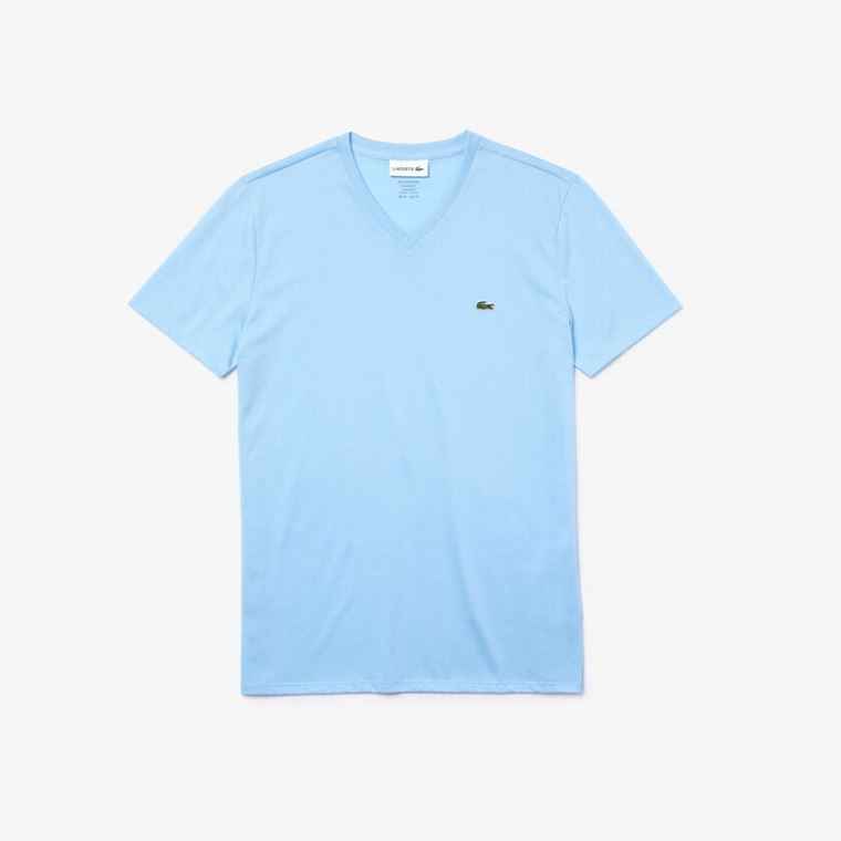 Lacoste V-neck Pima Bomulds Jersey T-shirt Blå | lRMiPQw4