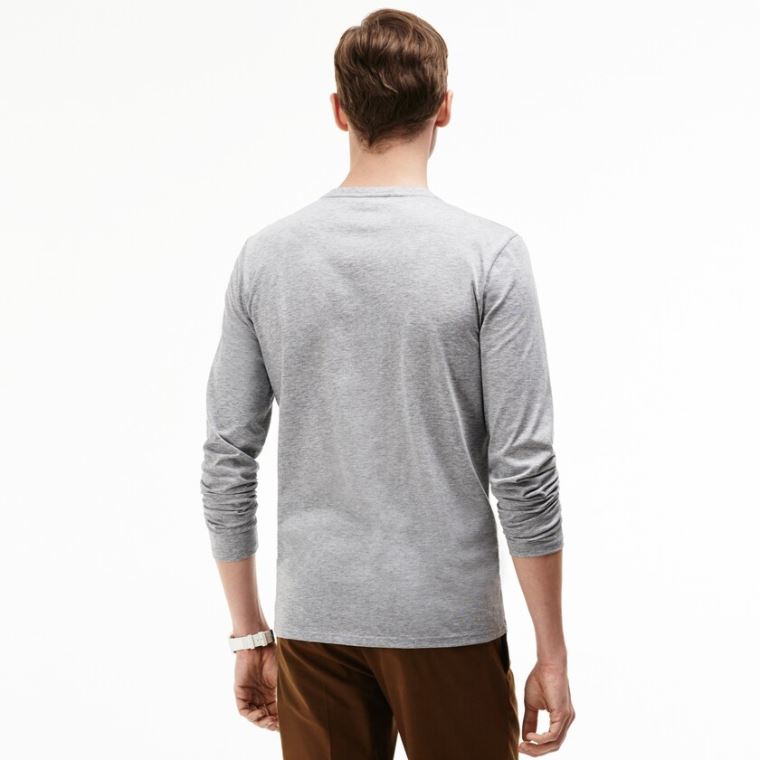 Lacoste V-neck Soft Bomulds T-shirt Grå | PNOAwsOs