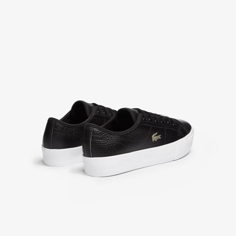 Lacoste Ziane Plus Grand Læder Sneakers Sort Hvide | FMaCpQ2M