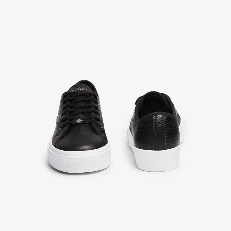 Lacoste Ziane Plus Grand Læder Sneakers Sort Hvide | FMaCpQ2M