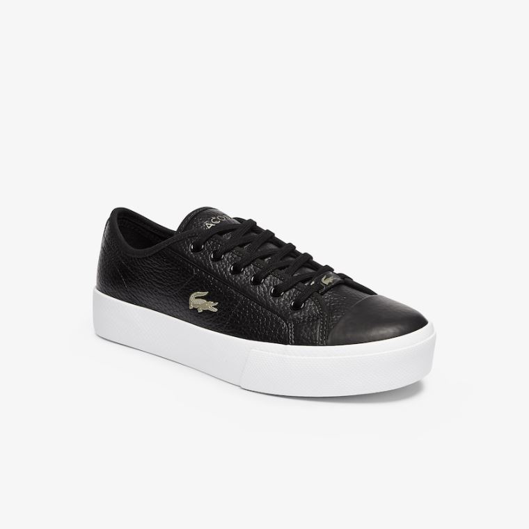 Lacoste Ziane Plus Grand Læder Sneakers Sort Hvide | FMaCpQ2M