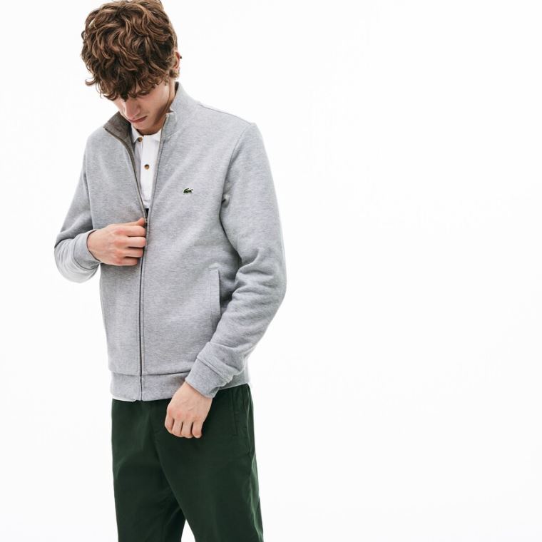 Lacoste Zip Fleece Sweatshirt Grå | Ah0p0ngT