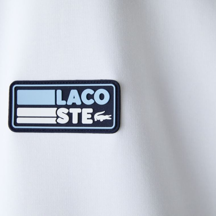 Lacoste Zip Pocket Hætte Sweatshirt With Badge Hvide | iwa0jUkd