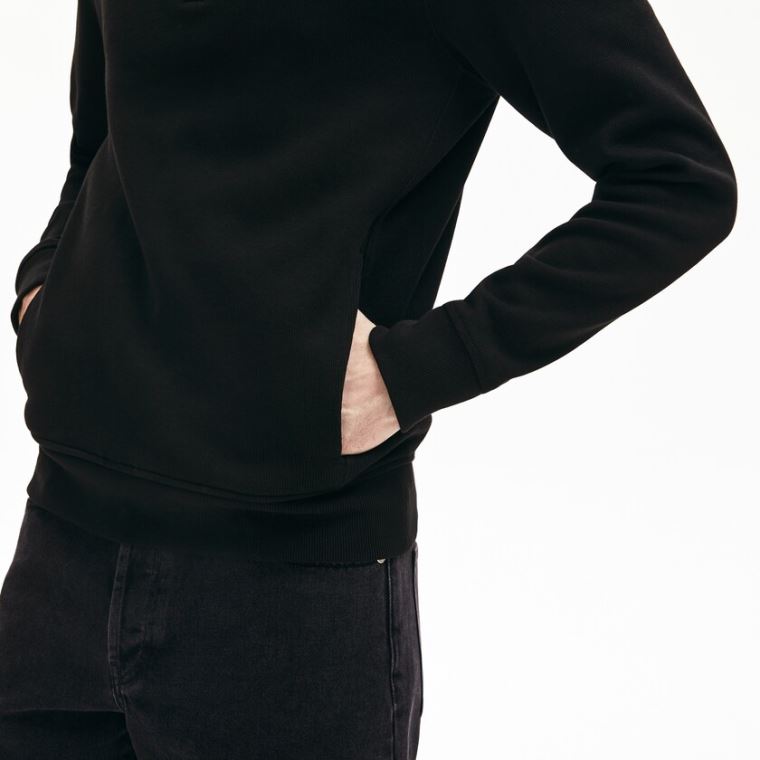 Lacoste Zip Stand-Up Collar Ribbed Sweatshirt Sort Grå | txffX4tN