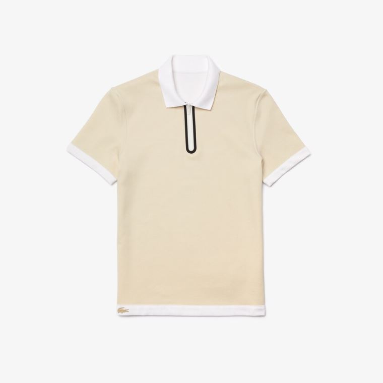 Lacoste Zippered Collar Regular Fit Reversible Piqué Polo Hvide Beige | VxlaH9NK