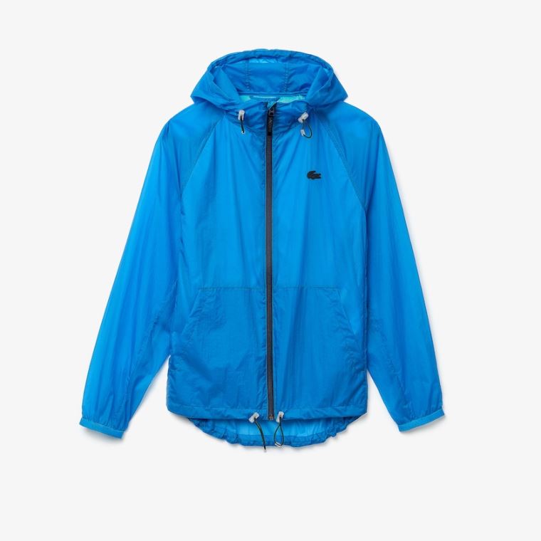 Lacoste Zippered Lette Transparent Hætte Windbreaker Blå Mørkeblå Blå | aAKF5S0E