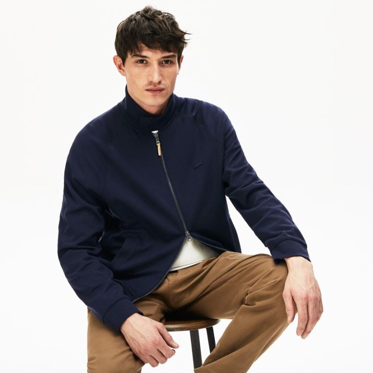 Lacoste Zippered Solid Sweatshirt Mørkeblå Blå Khaki Grøn | xDMeMOAC