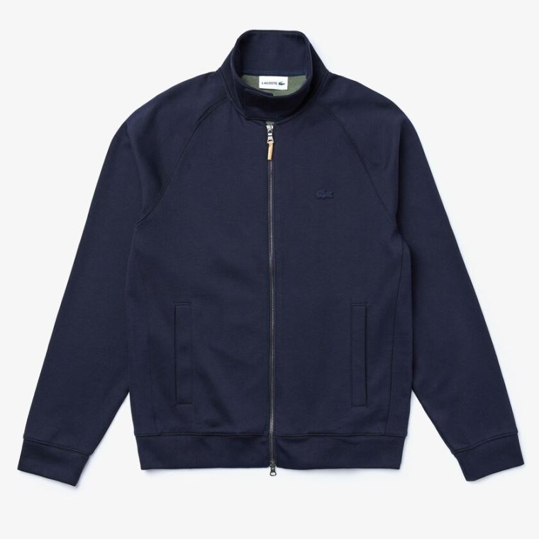 Lacoste Zippered Solid Sweatshirt Mørkeblå Blå Khaki Grøn | xDMeMOAC