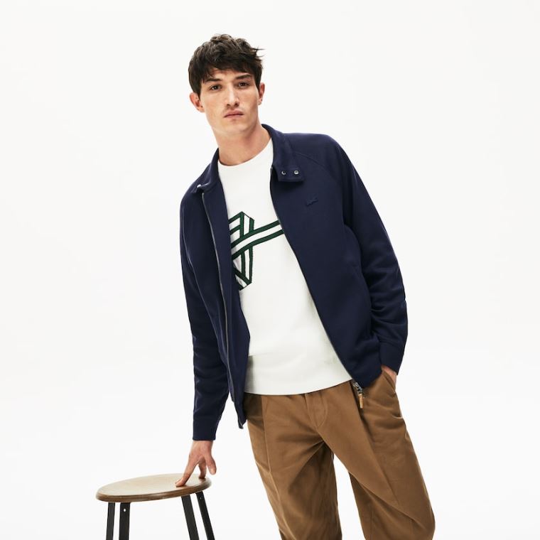 Lacoste Zippered Solid Sweatshirt Mørkeblå Blå Khaki Grøn | xDMeMOAC