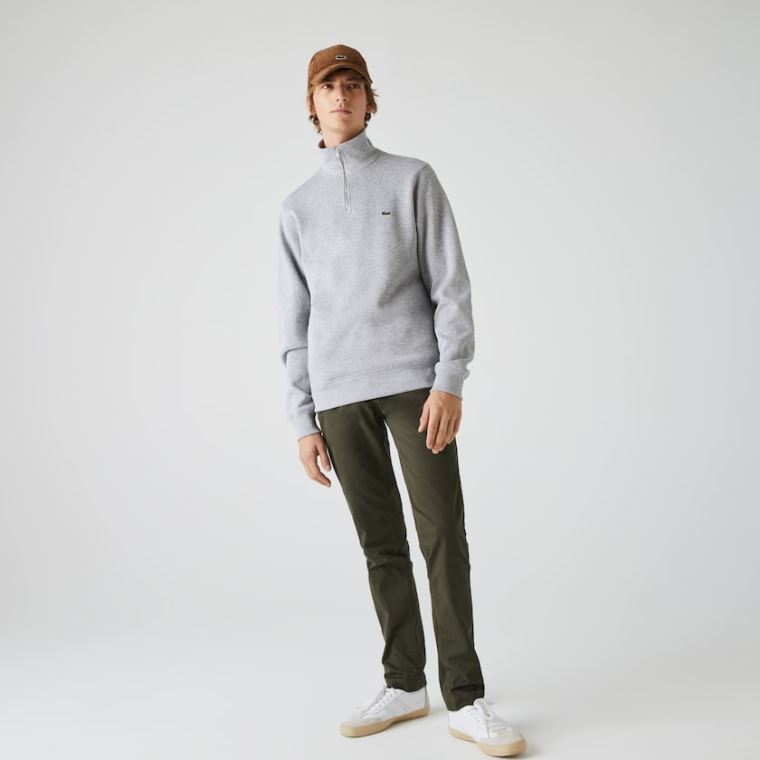 Lacoste Zippered Stand-Up Collar Bomulds Sweatshirt Grå | UWcS09M9