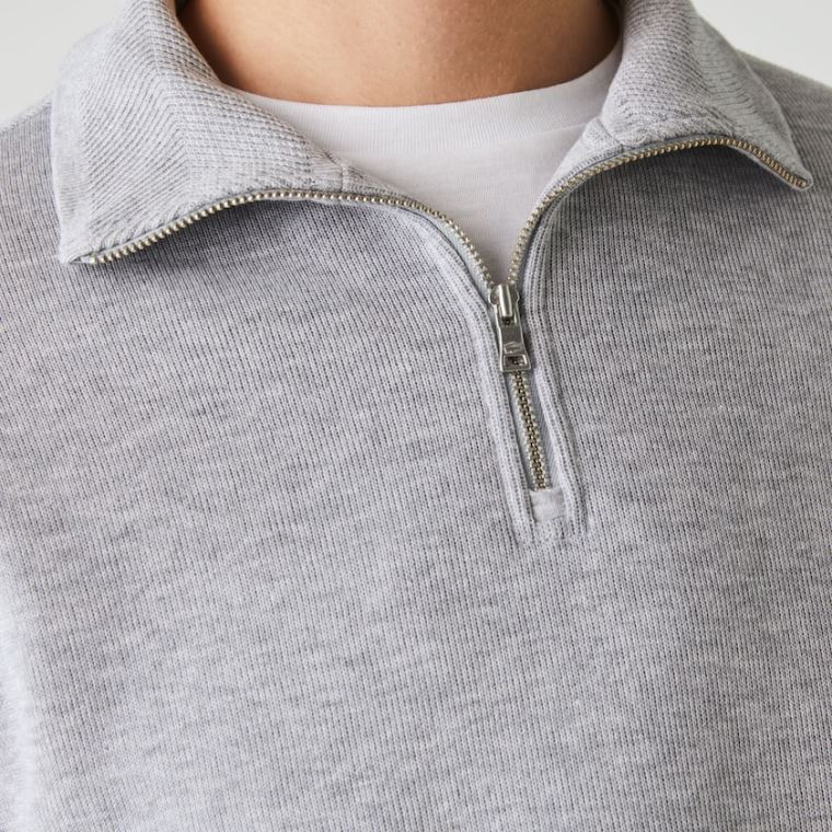 Lacoste Zippered Stand-Up Collar Bomulds Sweatshirt Grå | UWcS09M9