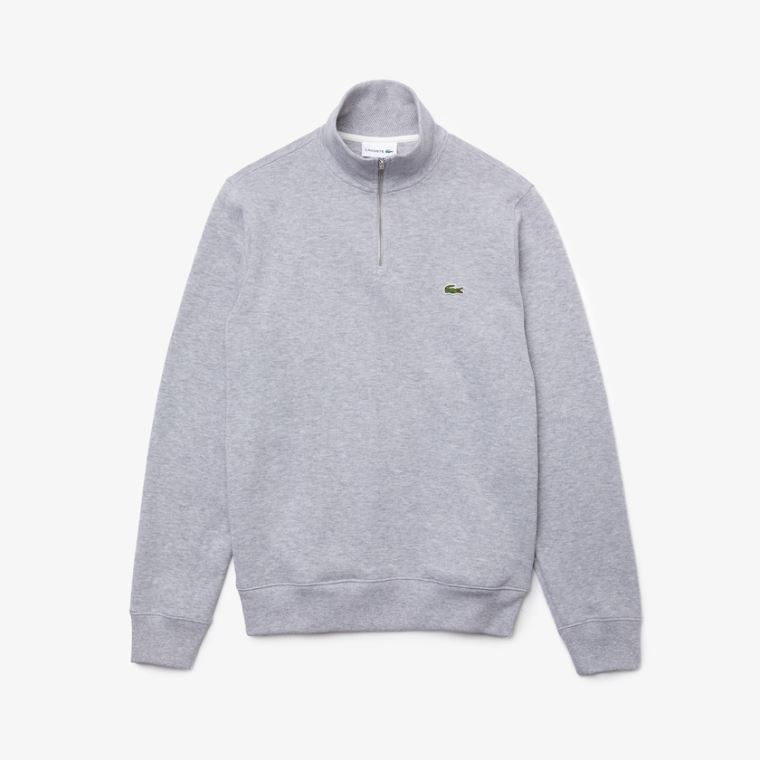 Lacoste Zippered Stand-Up Collar Bomulds Sweatshirt Grå | UWcS09M9