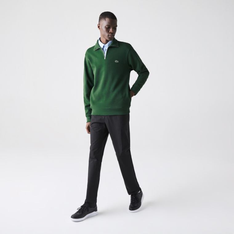 Lacoste Zippered Stand-Up Collar Bomulds Sweatshirt Grøn | mCshENjm