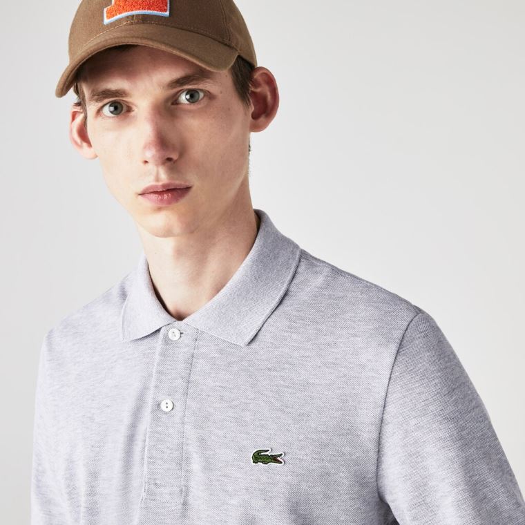 Lacoste classic fit long-sleeve Polo Shirt in marl petit piqué Grå | mryLE0JU