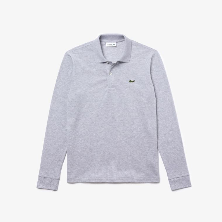 Lacoste classic fit long-sleeve Polo Shirt in marl petit piqué Grå | mryLE0JU