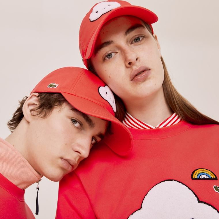 Lacoste x FriendsWithYou Bomulds Print Cap Rød | K00pjLCz