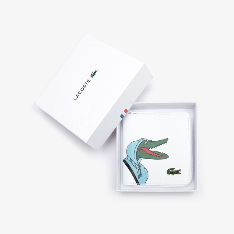 Lacoste x Jean-Michel Tixier Fun Printed Læder Zippered Wallet Hvide | xlpaFAY8