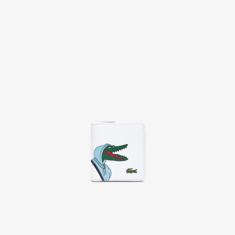 Lacoste x Jean-Michel Tixier Fun Printed Læder Zippered Wallet Hvide | xlpaFAY8