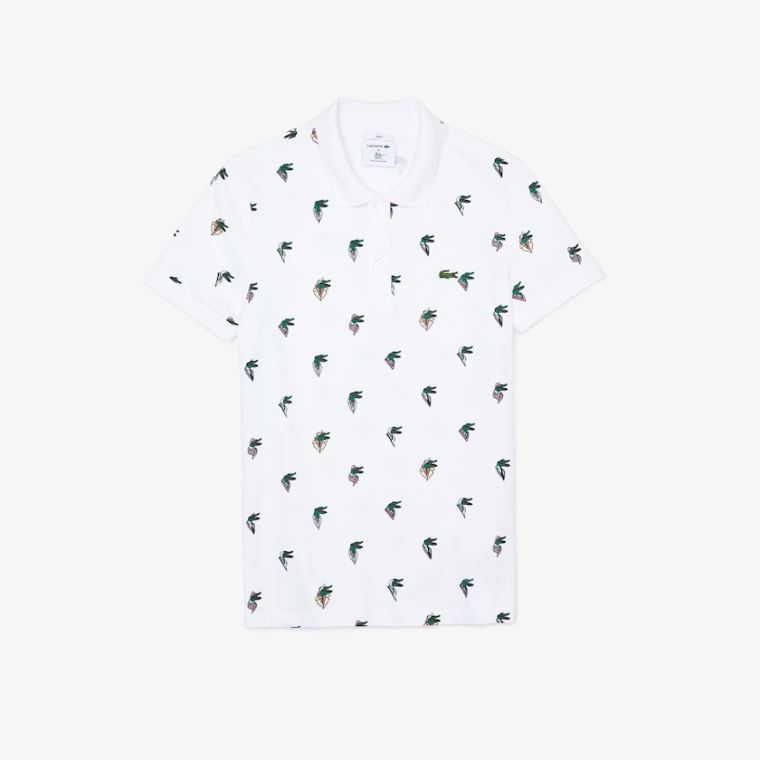 Lacoste x Jean-Michel Tixier Print Regular Fit Polo Shirt Hvide | R1pRiQ3d