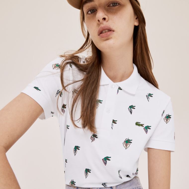 Lacoste x Jean-Michel Tixier Print Regular Fit Polo Shirt Hvide Gul | gCbDyrhk