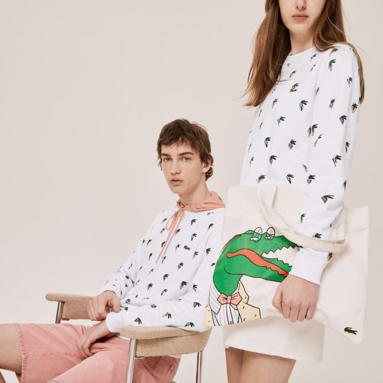 Lacoste x Jean-Michel Tixier Print Sweatshirt Hvide | FKV6mL2G