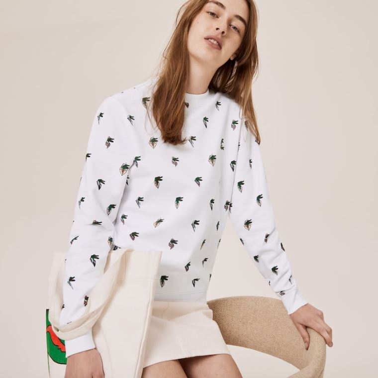 Lacoste x Jean-Michel Tixier Print Sweatshirt Hvide | OyduBZnQ