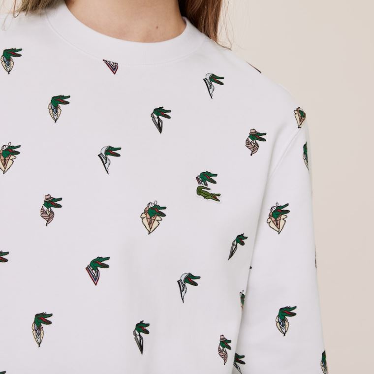 Lacoste x Jean-Michel Tixier Print Sweatshirt Hvide | OyduBZnQ