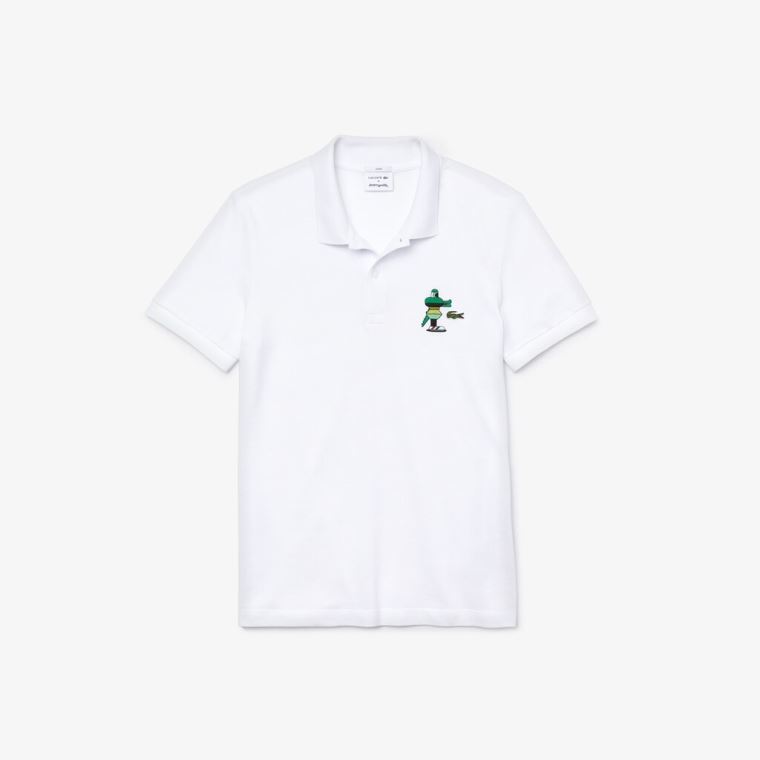 Lacoste x Jeremyville Design Classic Fit Polo Shirt Hvide | fR47aYdQ