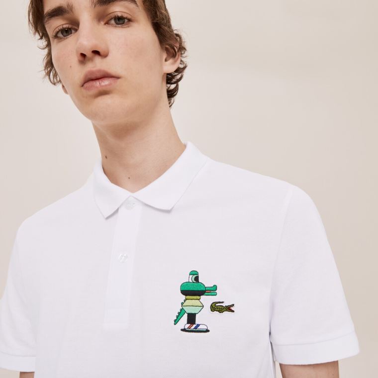 Lacoste x Jeremyville Design Classic Fit Polo Shirt Hvide | fR47aYdQ