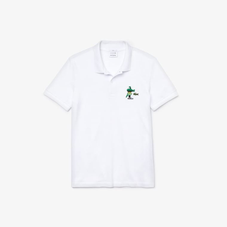 Lacoste x Jeremyville Design Classic Fit Polo Shirt Hvide | qf4GhcY4