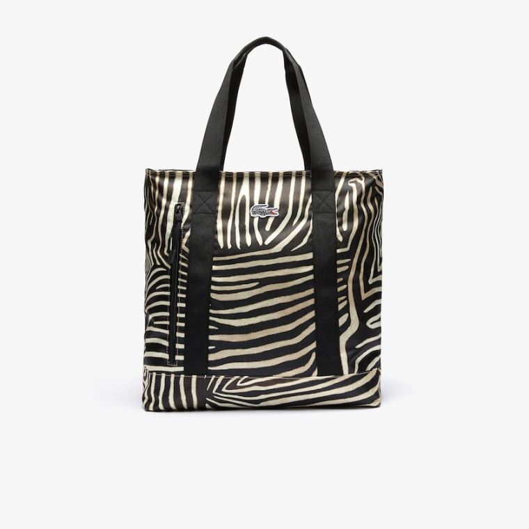 Lacoste x National Geographic Animal Print Shopper Hvide Sort | 6PDw02Fx