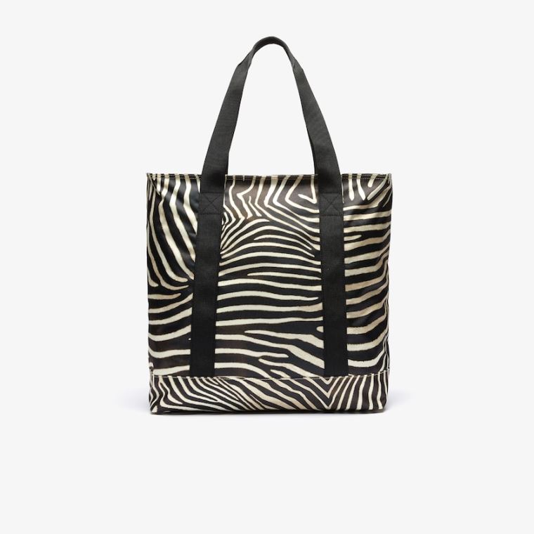 Lacoste x National Geographic Animal Print Shopper Hvide Sort | 6PDw02Fx