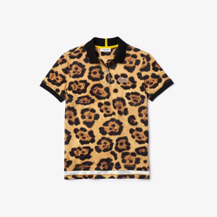 Lacoste x National Geographic Animal Print Piqué Polo Shirt Hvide | GVDPEtvb