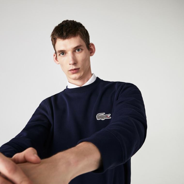 Lacoste x National Geographic Organic Bomulds Sweatshirt Mørkeblå Blå Hvide | yse0y3HY