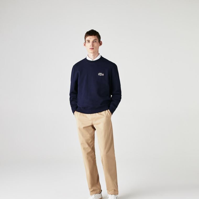 Lacoste x National Geographic Organic Bomulds Sweatshirt Mørkeblå Blå Hvide | yse0y3HY