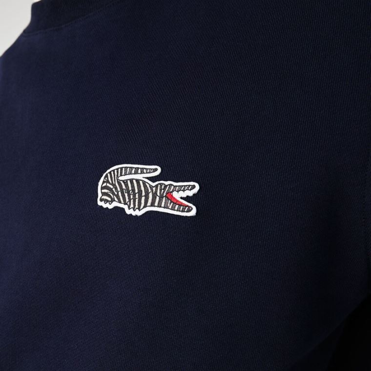 Lacoste x National Geographic Organic Bomulds Sweatshirt Mørkeblå Blå Hvide | yse0y3HY