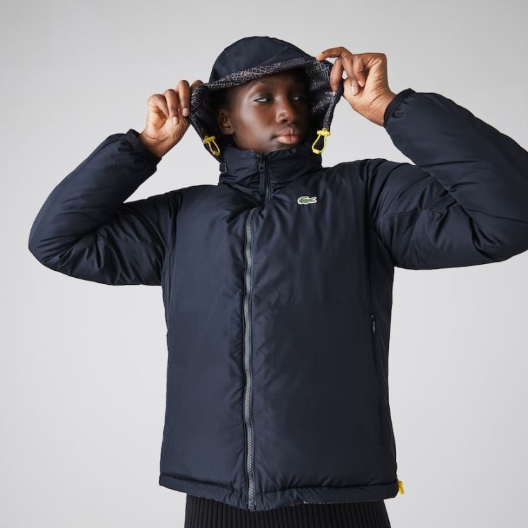 Lacoste x National Geographic Print Quilted Jacket Hvide Mørkeblå Blå | QS2Ls4O7