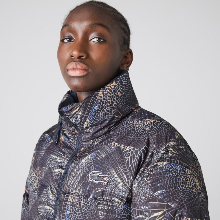 Lacoste x National Geographic Print Quilted Jacket Hvide Mørkeblå Blå | QS2Ls4O7