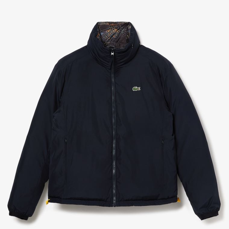 Lacoste x National Geographic Print Quilted Jacket Hvide Mørkeblå Blå | QS2Ls4O7