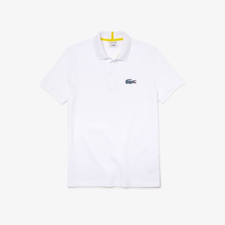 Lacoste x National Geographic Regular Fit Organic Bomulds Polo Shirt Hvide | 3CflkzqI