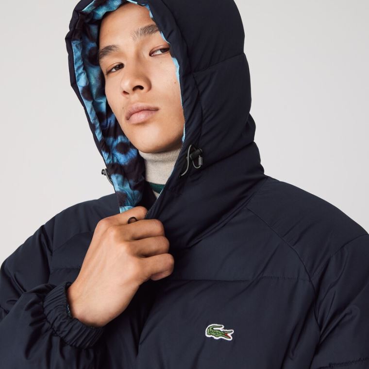 Lacoste x National Geographic Reversible Quilted Zip Jacket Hvide Mørkeblå Blå | IUx5hJ0i