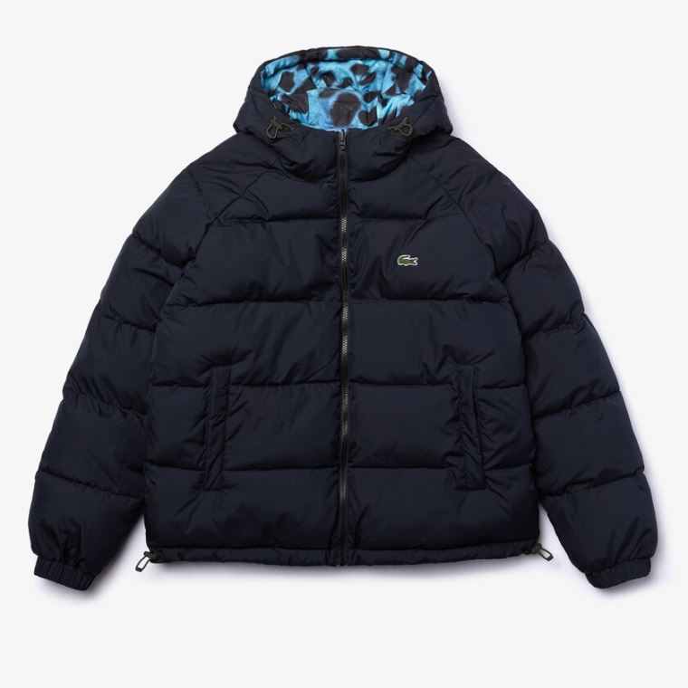 Lacoste x National Geographic Reversible Quilted Zip Jacket Hvide Mørkeblå Blå | IUx5hJ0i