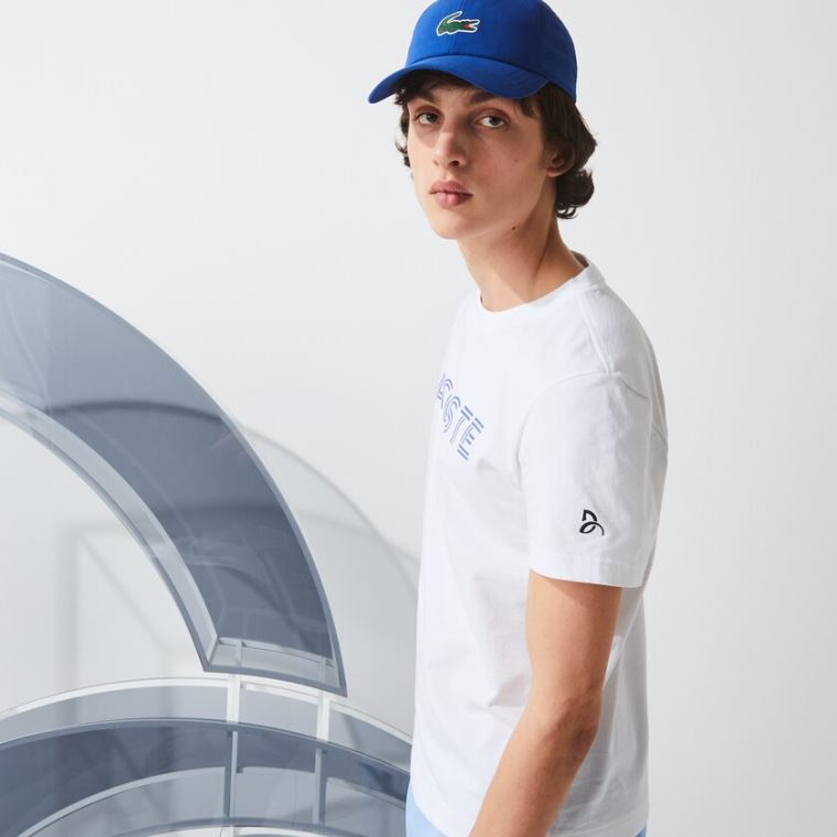 Lacoste x Novak Djokovix Sports T-Shirt Hvide Blå | lBj9OSTt