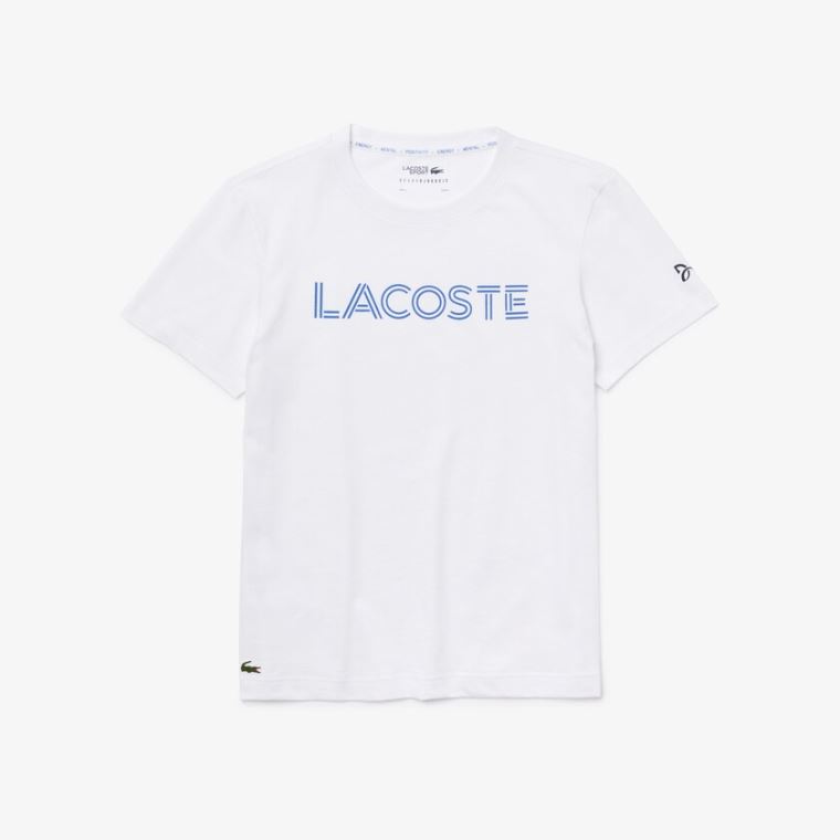 Lacoste x Novak Djokovix Sports T-Shirt Hvide Blå | lBj9OSTt