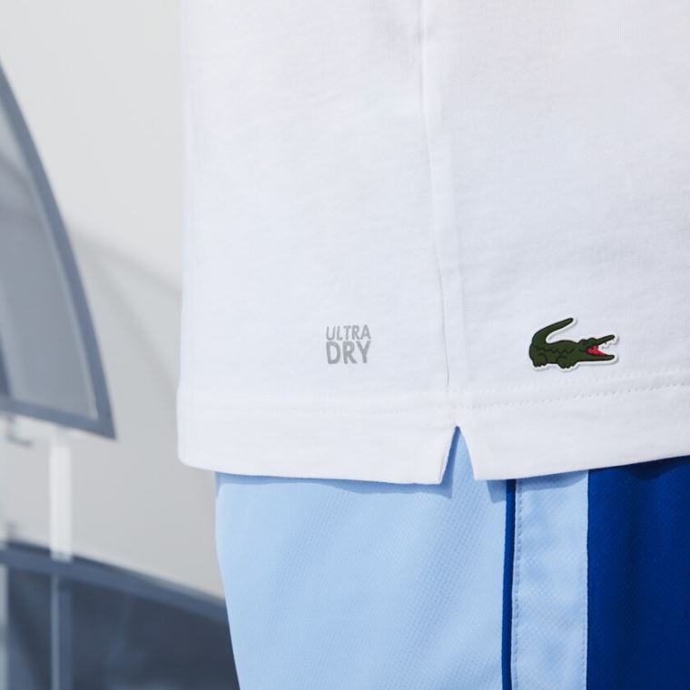 Lacoste x Novak Djokovix Sports T-Shirt Hvide Blå | lBj9OSTt