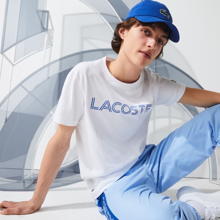 Lacoste x Novak Djokovix Sports T-Shirt Hvide Blå | lBj9OSTt