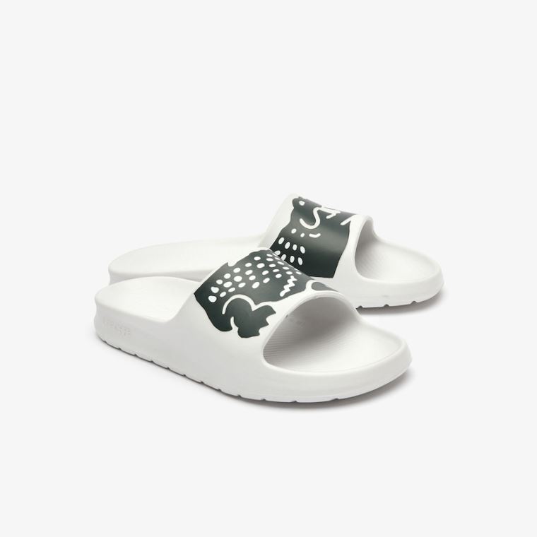 Lacoste x Ricky Regal Syntetisk Crocodile Slides Hvide Grøn | VLHpjnWT