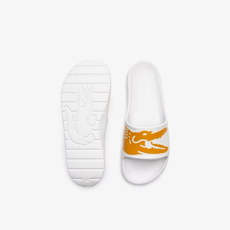 Lacoste x Ricky Regal Syntetisk Crocodile Slides Hvide Gul | yGYW7LAr